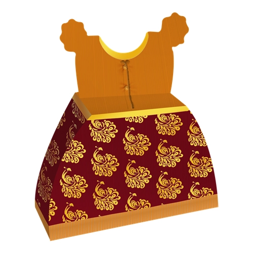 Luxury Gown Style Gold Gift Box | Kanchipuram Saree Design | Many Uses